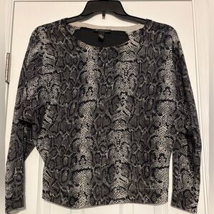 INC International Concepts Small Snakeskin Look Black Gray Long Sleeve Shirt